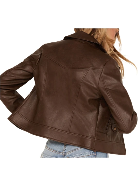 Brown Real Leather Moto Jacket Brown Real Leather Moto Jacket