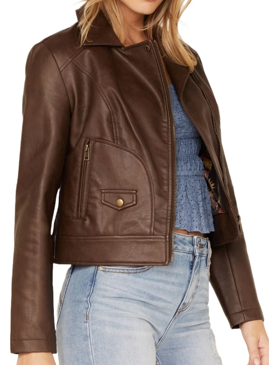 Brown Real Leather Moto Jacket Brown Real Leather Moto Jacket