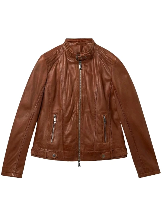 Buy Brown Real Leather Biker Jacket