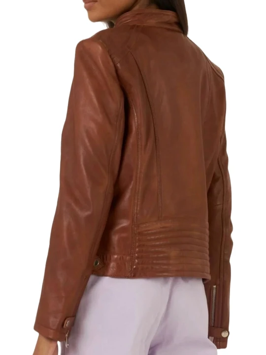 Buy Brown Real Leather Biker Jacket