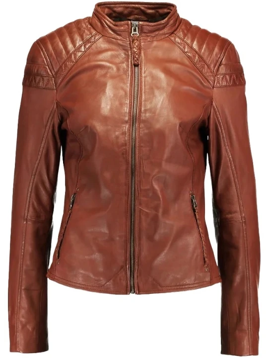 Buy Handmade Cognac Leather Jacket 