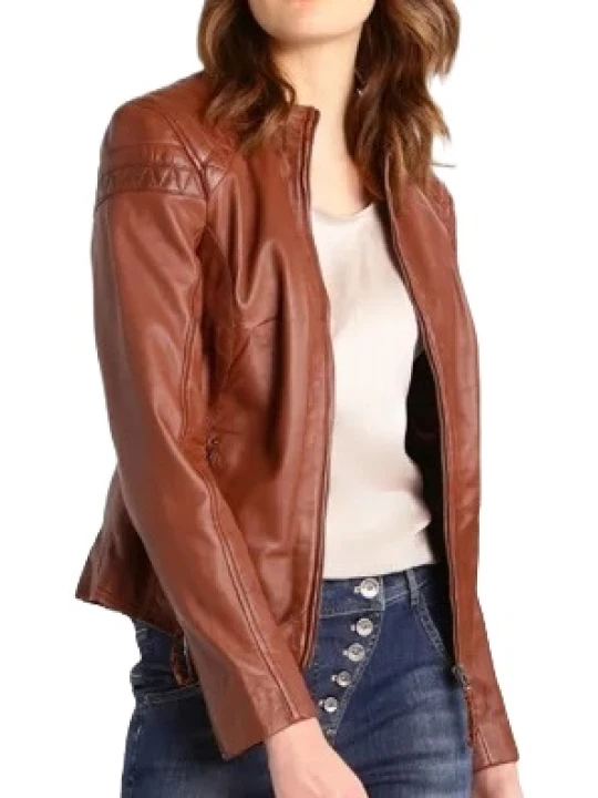 Buy Handmade Cognac Leather Jacket 