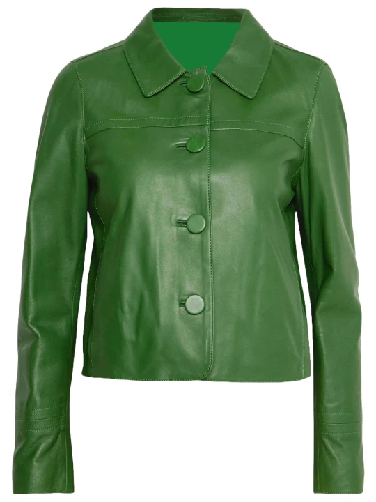 Casual Attire Green Leather Jacket Casual Attire Green Leather Jacket