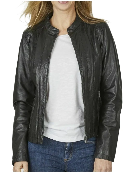 Casual Black Leather Jacket
