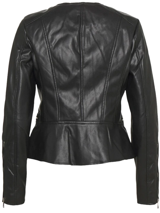 Crew Neck Real Leather Jacket