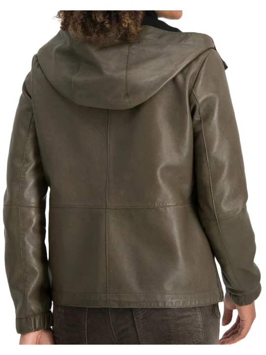 Dark Brown Hooded Genuine Leather Jacket Dark Brown Hooded Genuine Leather Jacket