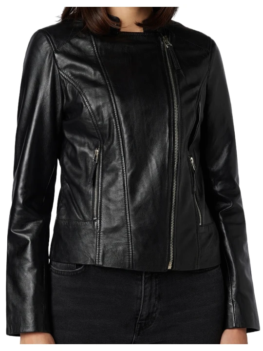 Designer Lapel Collar Leather Jacket
