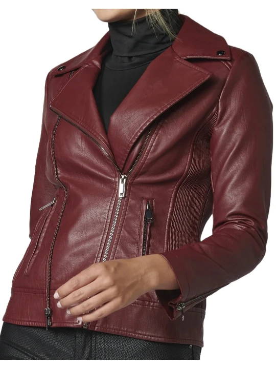 Diagonal Zip Burgundy Leather Jacket Diagonal Zip Burgundy Leather Jacket