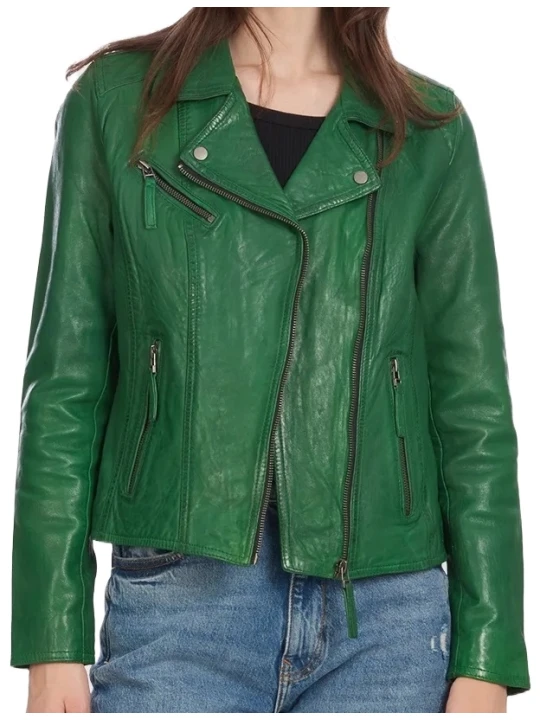 Fashionable Green Leather Jacket