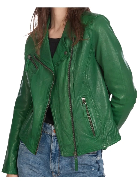 Fashionable Green Leather Jacket