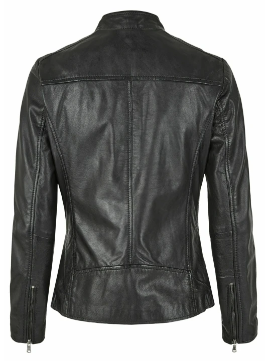 Fitted Waist Black Leather Jacket