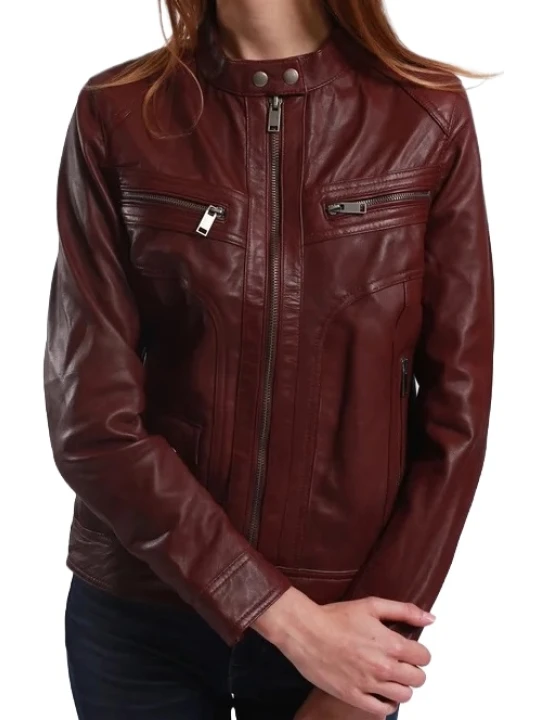 Genuine Fitted Burgundy Leather Jacket