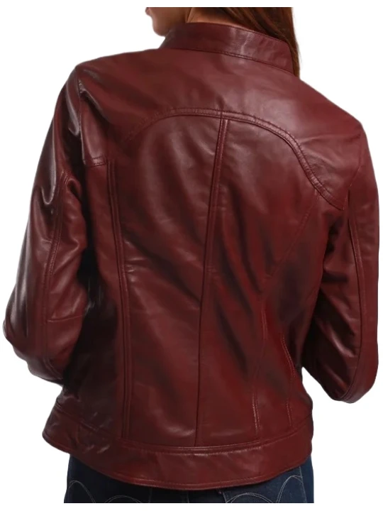 Genuine Fitted Burgundy Leather Jacket