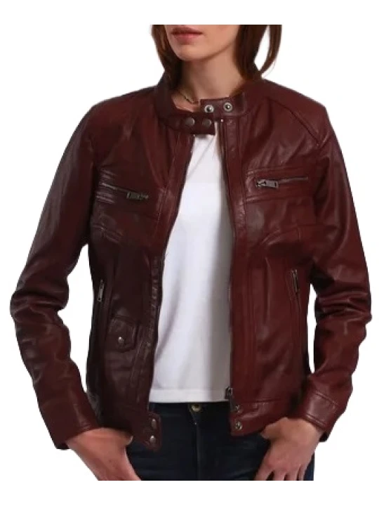 Genuine Fitted Burgundy Leather Jacket