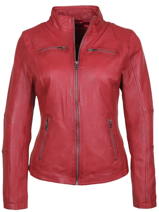 Lightly Padded Red Leather Jacket