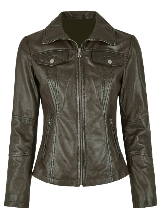 Normal Fit Dark Brown Leather Jacket