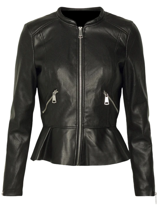 Peplum High Quality Leather Biker Jacket