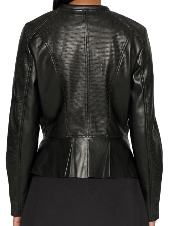 Peplum High Quality Leather Biker Jacket
