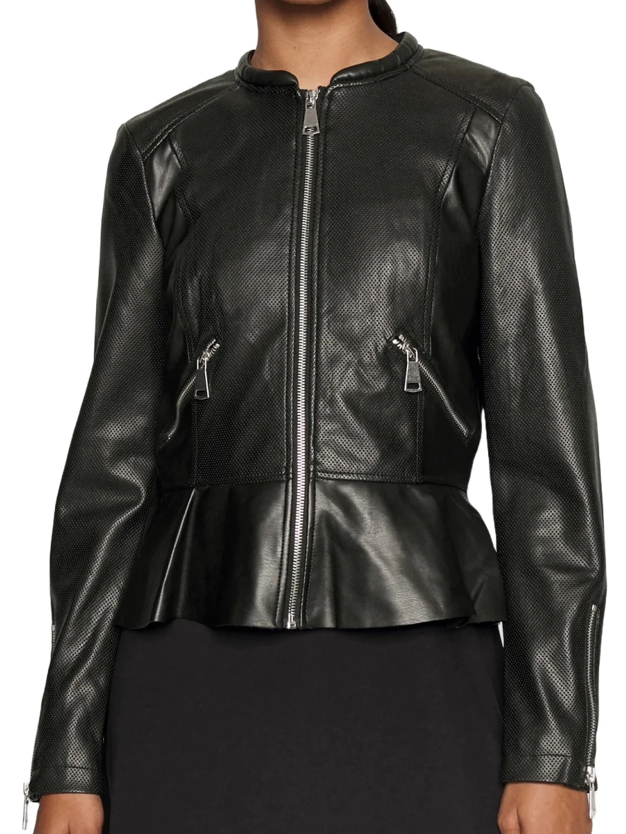 Peplum High Quality Leather Biker Jacket