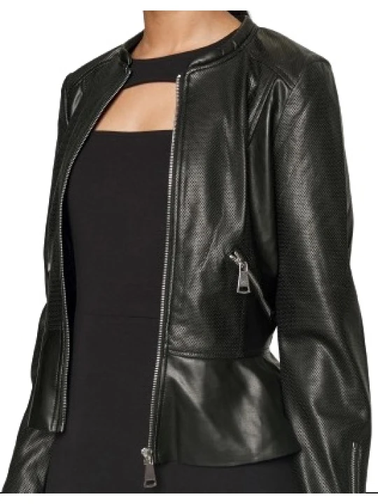 Peplum High Quality Leather Biker Jacket
