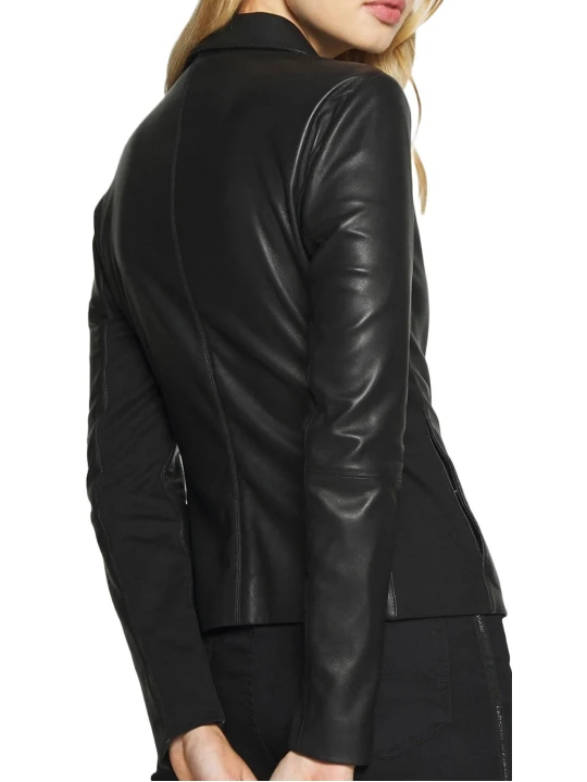 Plain Black Colored Leather Jacket