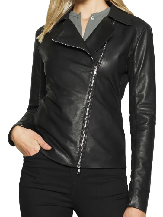 Plain Black Colored Leather Jacket