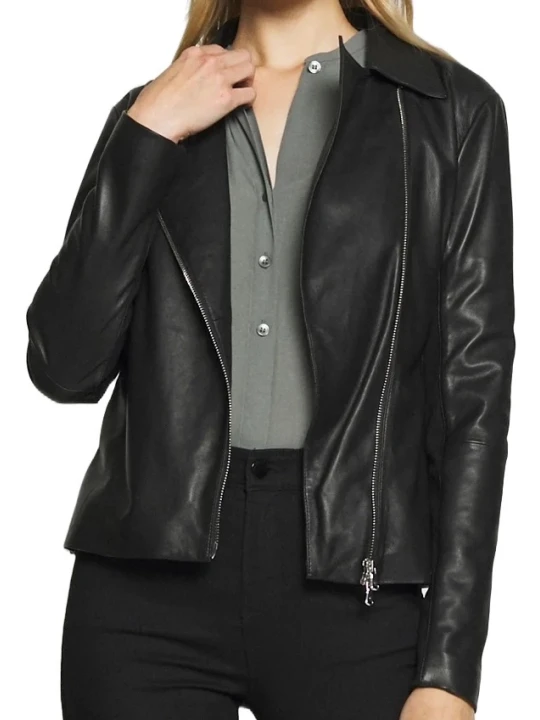 Plain Black Colored Leather Jacket