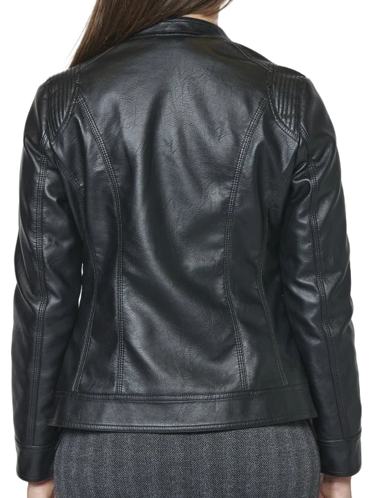 Quilted Shoulder Real Leather Jacket