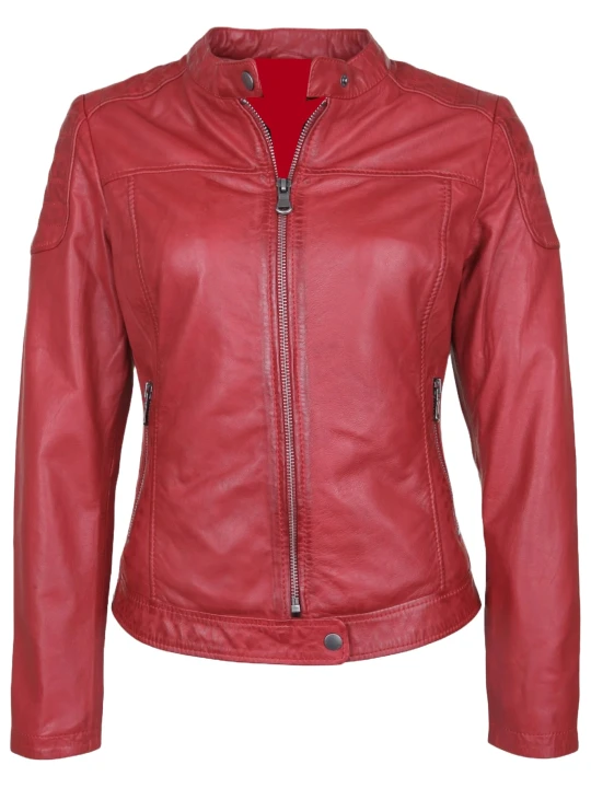 Red Leather Biker Jacket