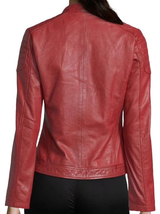 Red Leather Biker Jacket