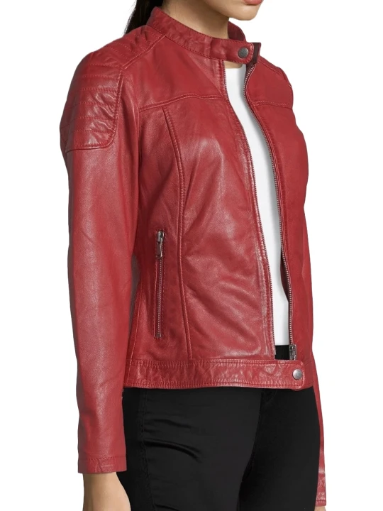 Red Leather Biker Jacket