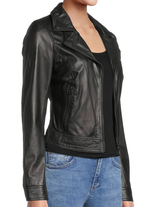 Short Length Black Leather Jacket