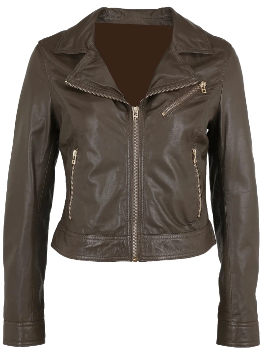 Short Length Dark Brown Leather Jacket