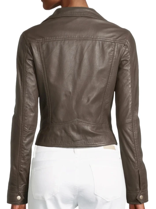 Short Length Dark Brown Leather Jacket