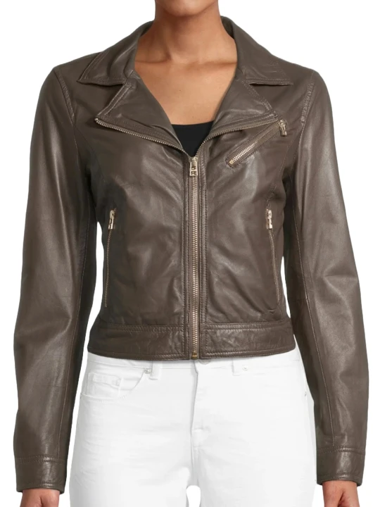 Short Length Dark Brown Leather Jacket