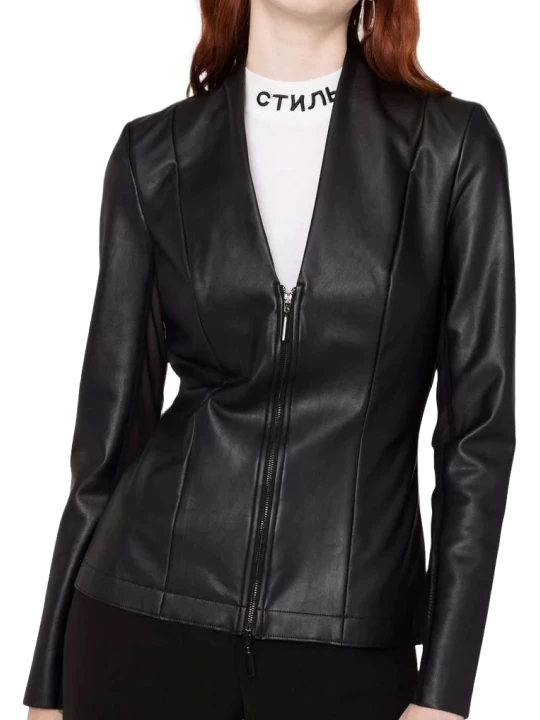 Single Breasted Trendy Leather Jacket