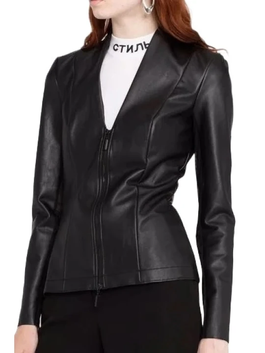 Single Breasted Trendy Leather Jacket