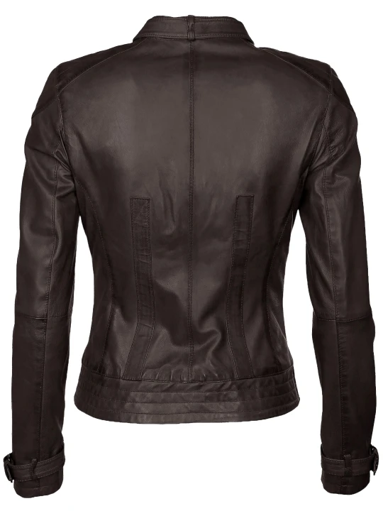 Slim Fit Dark Brown Leather Moto Jacket
