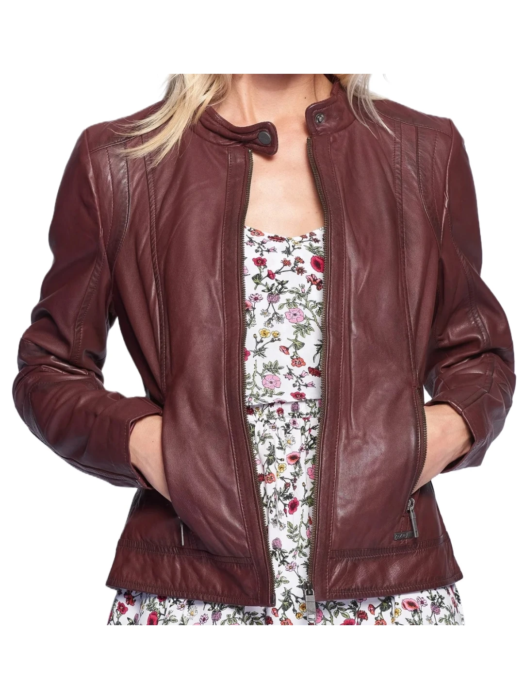 Trendy Burgundy Leather Jacket