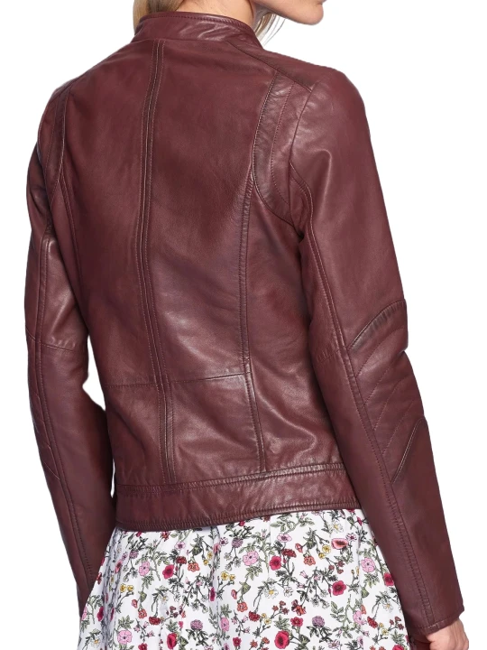 Trendy Burgundy Leather Jacket
