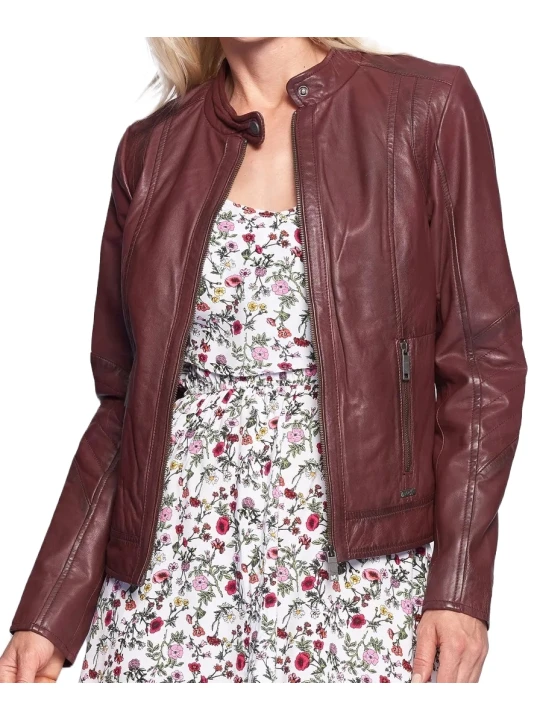 Trendy Burgundy Leather Jacket