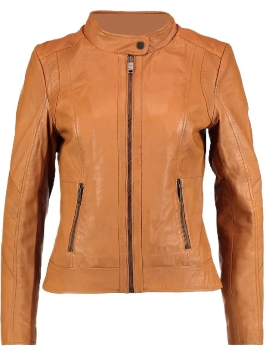 Trendy Cognac Leather Jacket