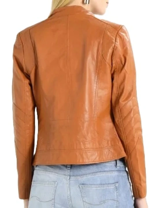 Trendy Cognac Leather Jacket