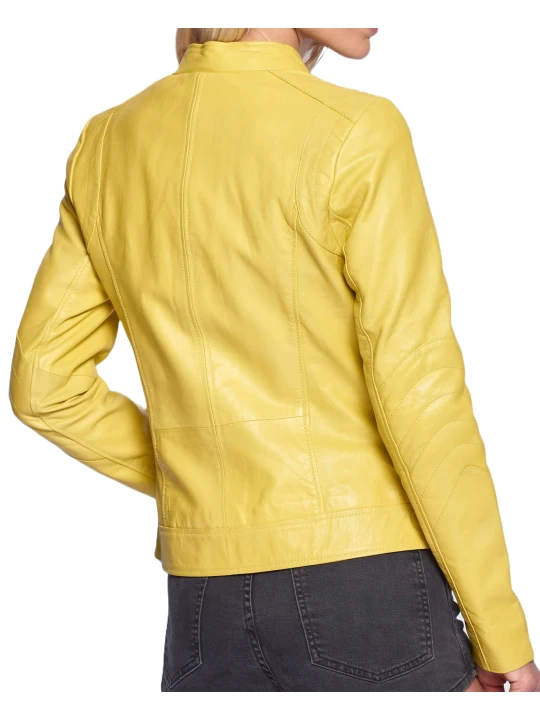 Trendy Yellow Leather Jacket