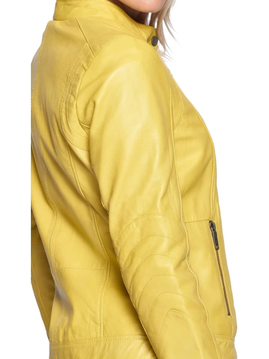 Trendy Yellow Leather Jacket