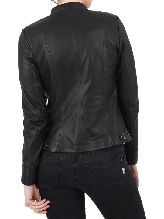 Women Awesome Look Real Lambskin Black Leather Jacket