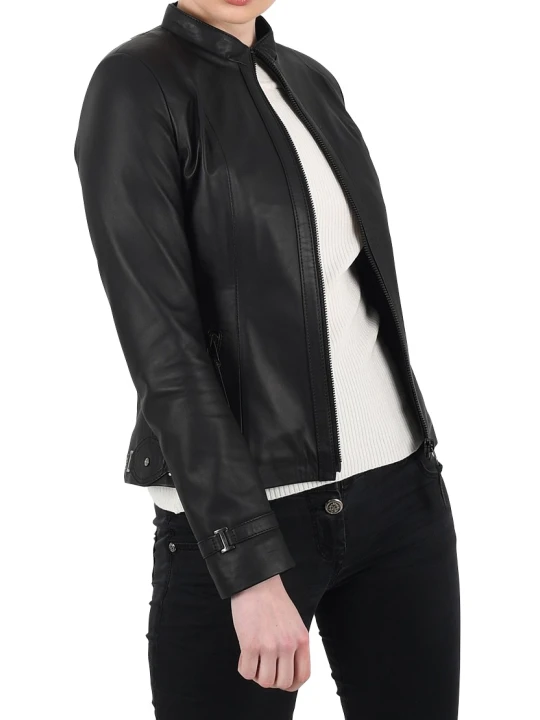 Women Awesome Look Real Lambskin Black Leather Jacket
