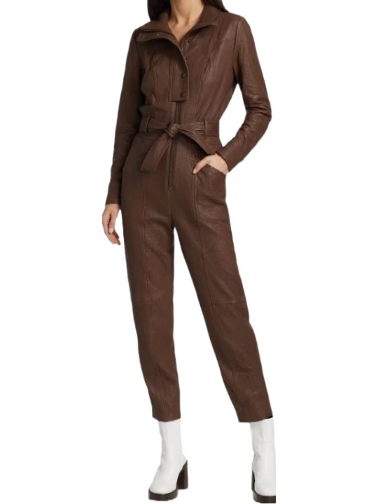 Sheepskin Brown Leather Jumpsuit