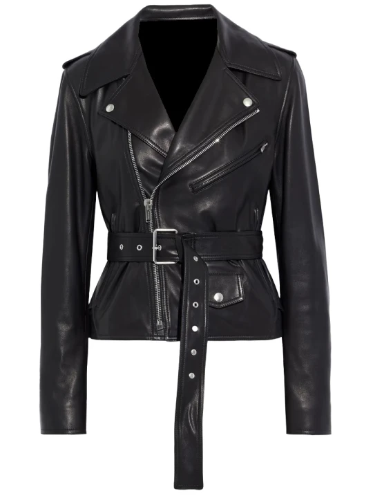Belted Black Biker Jacket