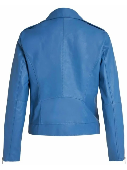 Best Blue Leather Moto Jacket